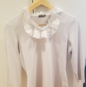J McLaughlin White Catalina Cloth Top with Ruffle